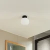 Lucande lámpara de techo Bidolo, negro, cristal, Ø 15 cm, IP44
