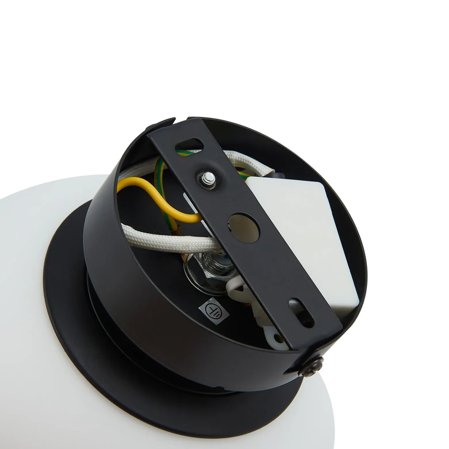 Lucande lámpara de techo Bidolo, negro, cristal, Ø 15 cm, IP44