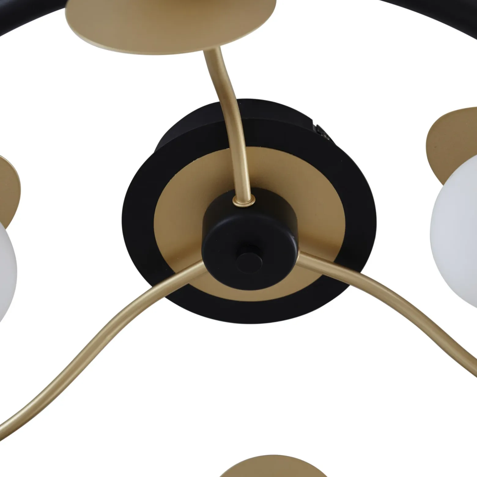 Lucande Lámpara de techo LED Pallo, 9 luces, negro/oro, cristal