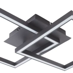 Lucande Lámpara de techo LED Tjado, 67 cm de largo, negro, metal