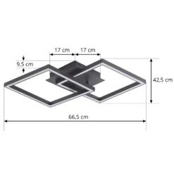 Lucande Lámpara de techo LED Tjado, 67 cm de largo, negro, metal