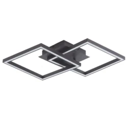 Lucande Lámpara de techo LED Tjado, 67 cm de largo, negro, metal