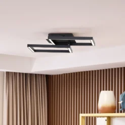 Lucande Lámpara de techo LED Tjado, 67 cm de largo, negro, metal