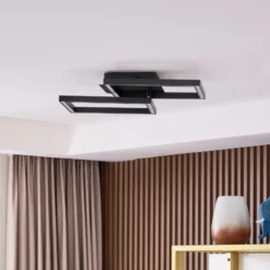 Lucande Lámpara de techo LED Tjado, 67 cm de largo, negro, metal