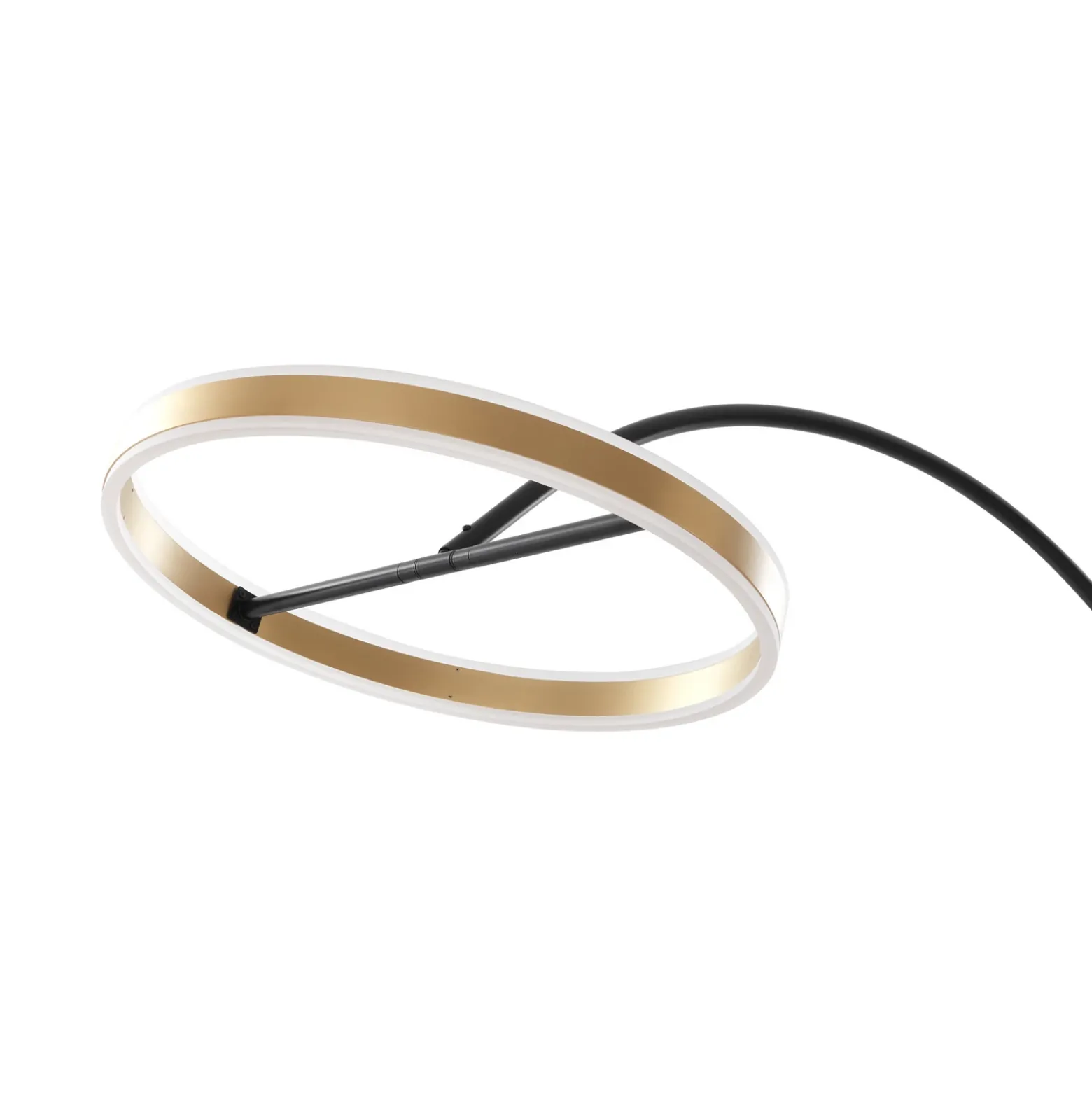 Lucande Lámpara LED arqueada Yekta, color latón, 183 cm, atenuable