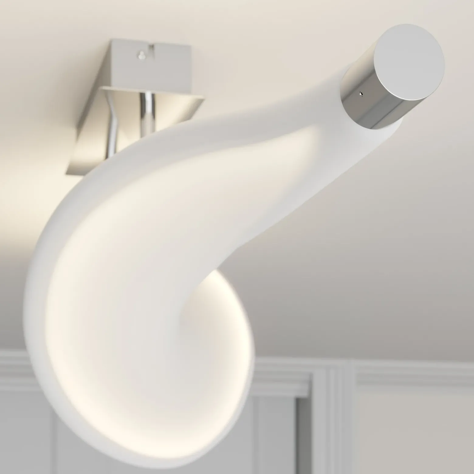 Lucande Lámpara LED de techo Edano, 122 cm, blanca, textil, atenuable