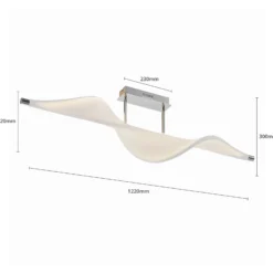 Lucande Lámpara LED de techo Edano, 122 cm, blanca, textil, atenuable