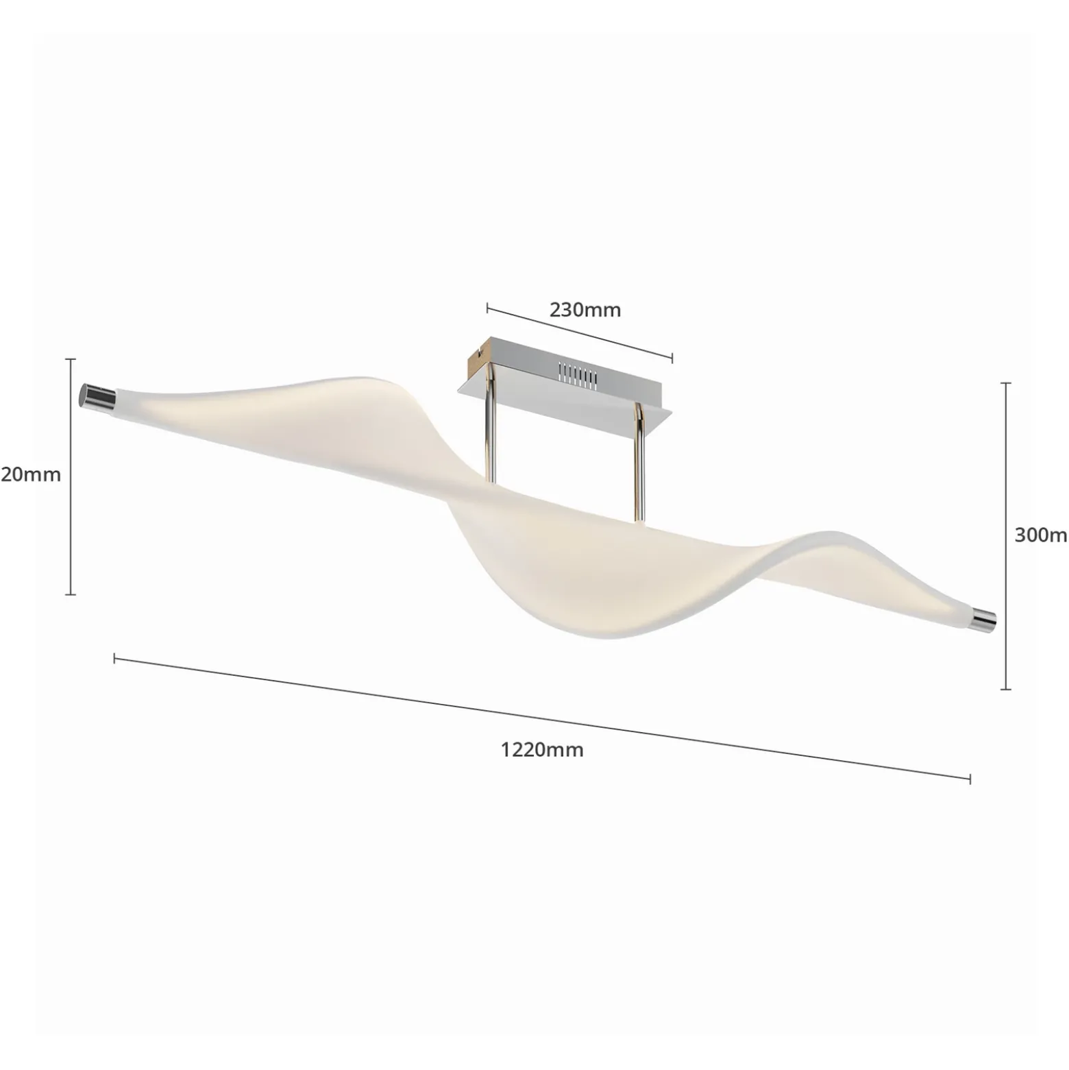 Lucande Lámpara LED de techo Edano, 122 cm, blanca, textil, atenuable
