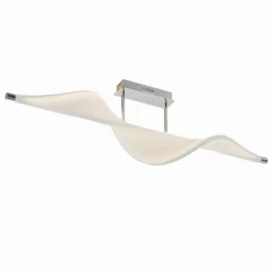 Lucande Lámpara LED de techo Edano, 122 cm, blanca, textil, atenuable