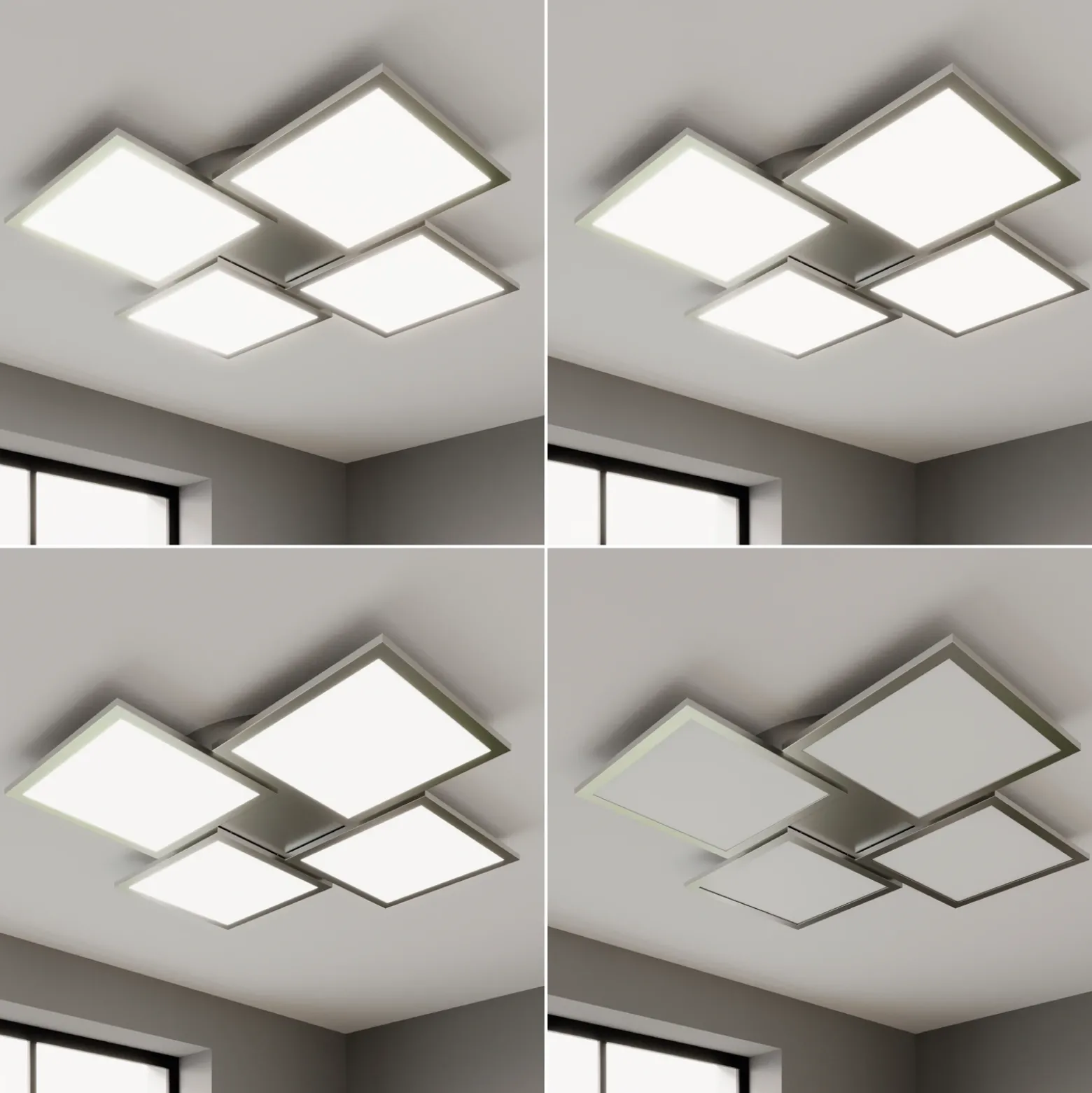 Lucande Lámpara LED de techo Ilira, 4 luces, plata, CCT, atenuable