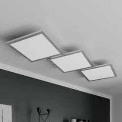 Lucande Lámpara LED de techo Ilira, 3 luces, plata, CCT, atenuable