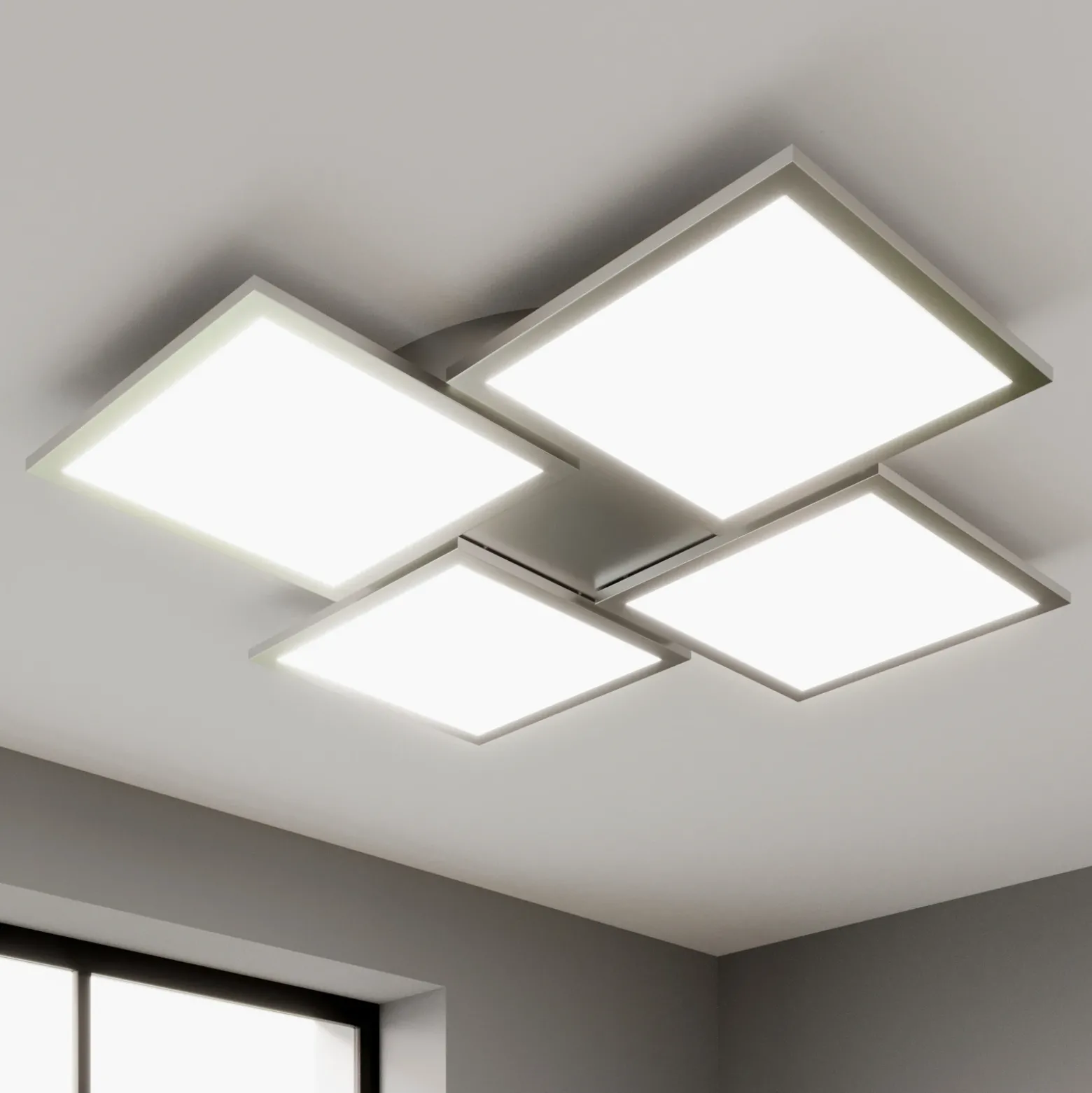 Lucande Lámpara LED de techo Ilira, 4 luces, plata, CCT, atenuable