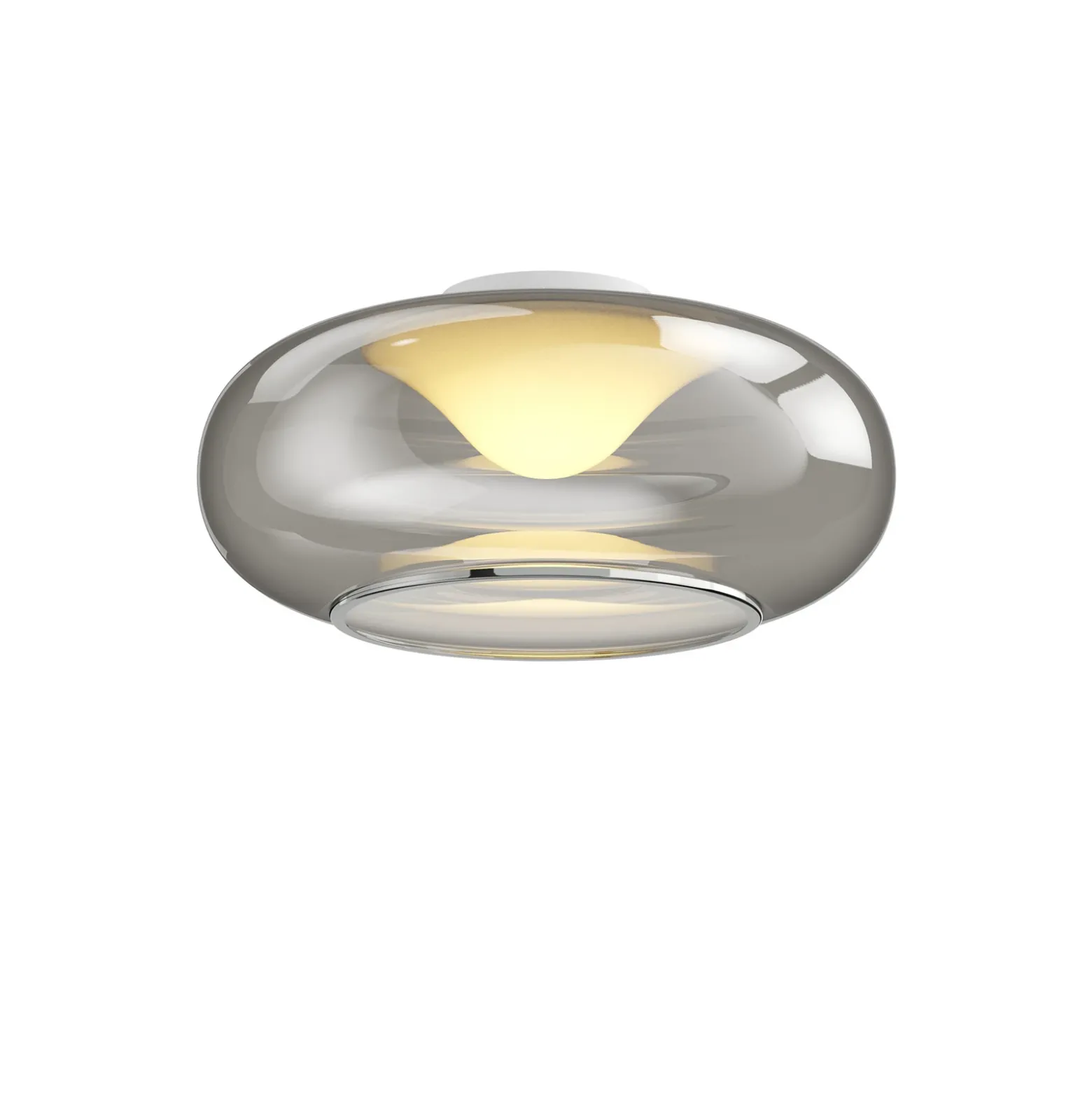 Lucande Lámpara LED de techo Mijo, Ø 43 cm, gris humo, cristal