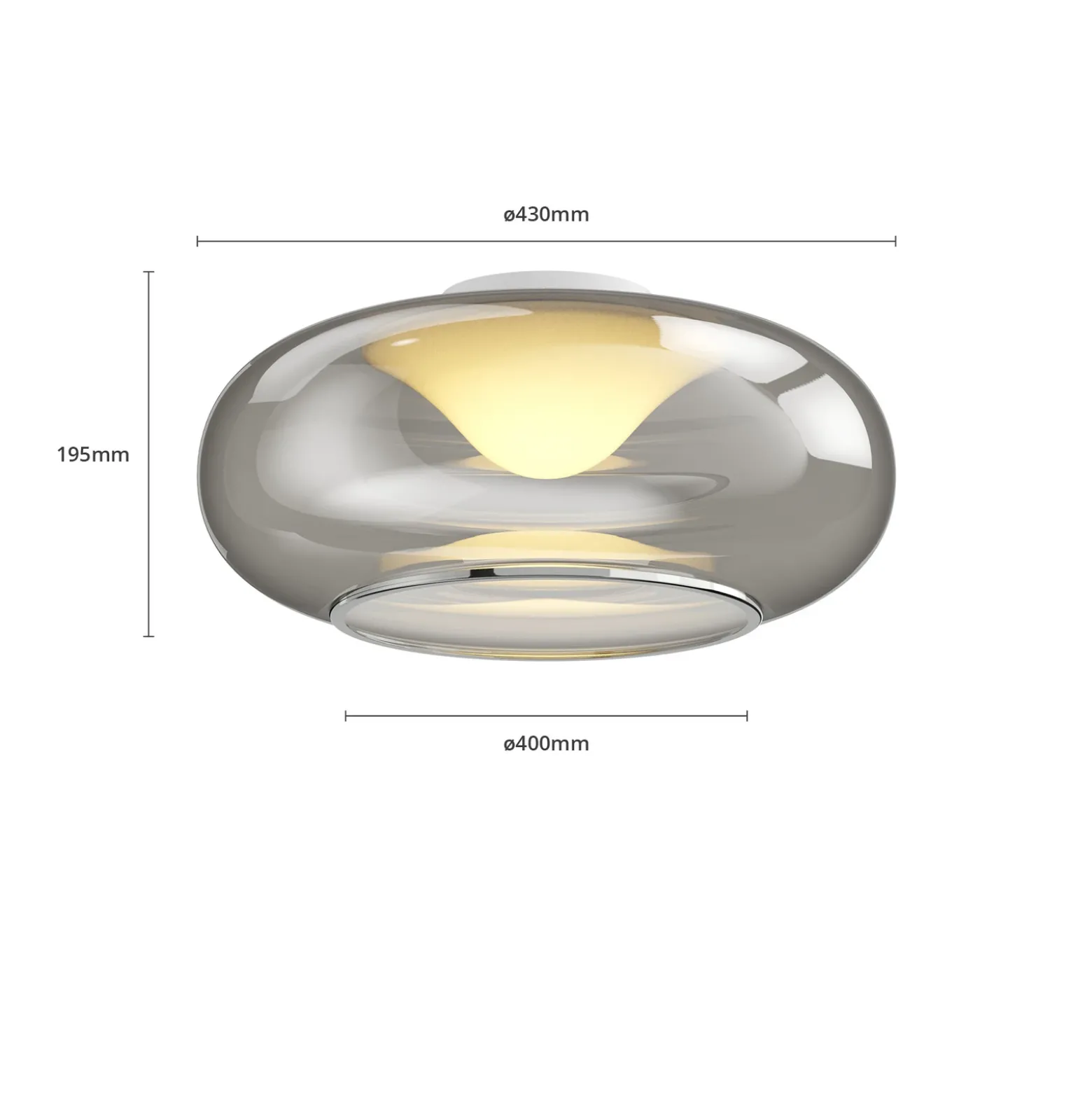 Lucande Lámpara LED de techo Mijo, Ø 43 cm, gris humo, cristal