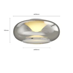 Lucande Lámpara LED de techo Mijo, Ø 43 cm, gris humo, cristal