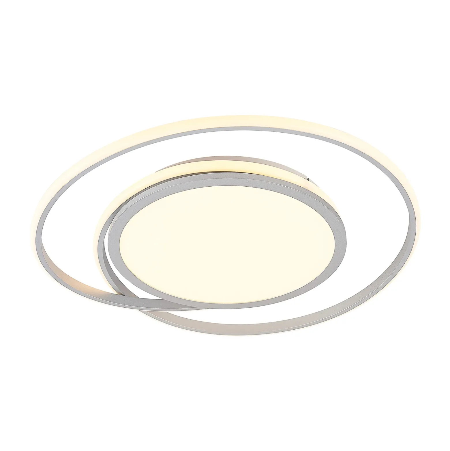 Lucande Lámpara LED de techo Noud, 65 cm, plata, metal, CCT
