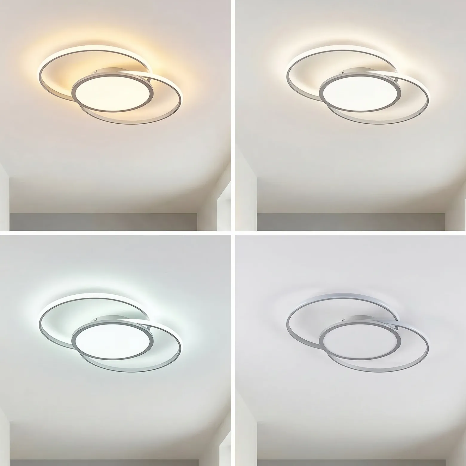 Lucande Lámpara LED de techo Senne, CCT, plata, metal