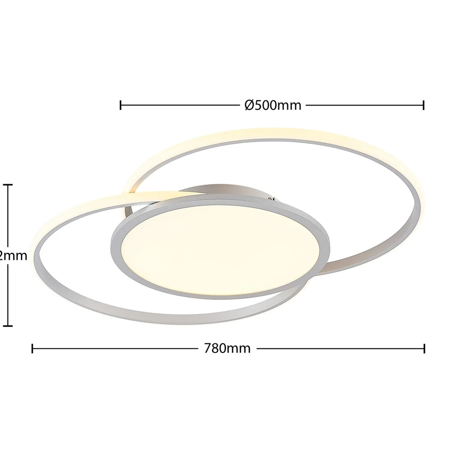 Lucande Lámpara LED de techo Senne, CCT, plata, metal