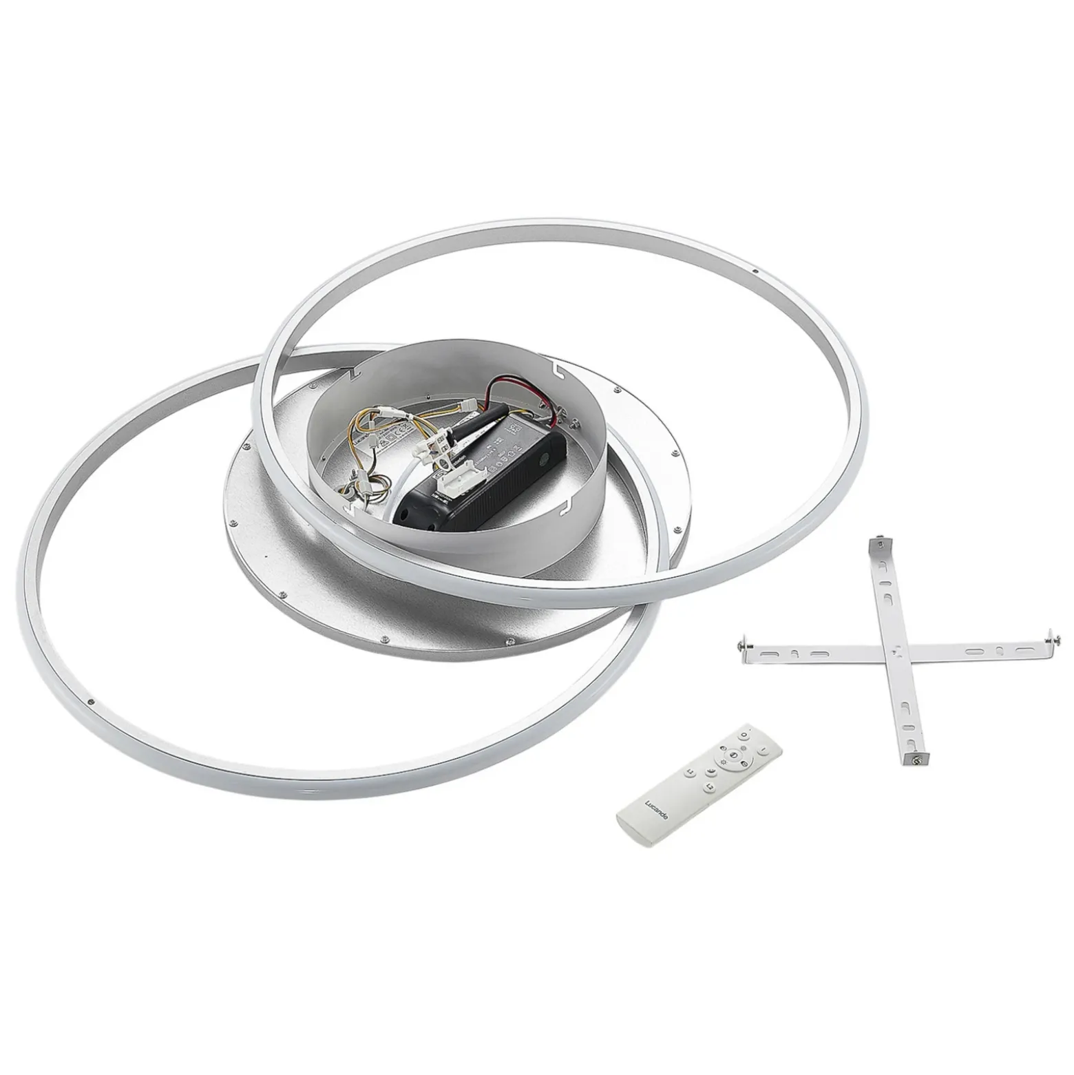 Lucande Lámpara LED de techo Senne, CCT, plata, metal