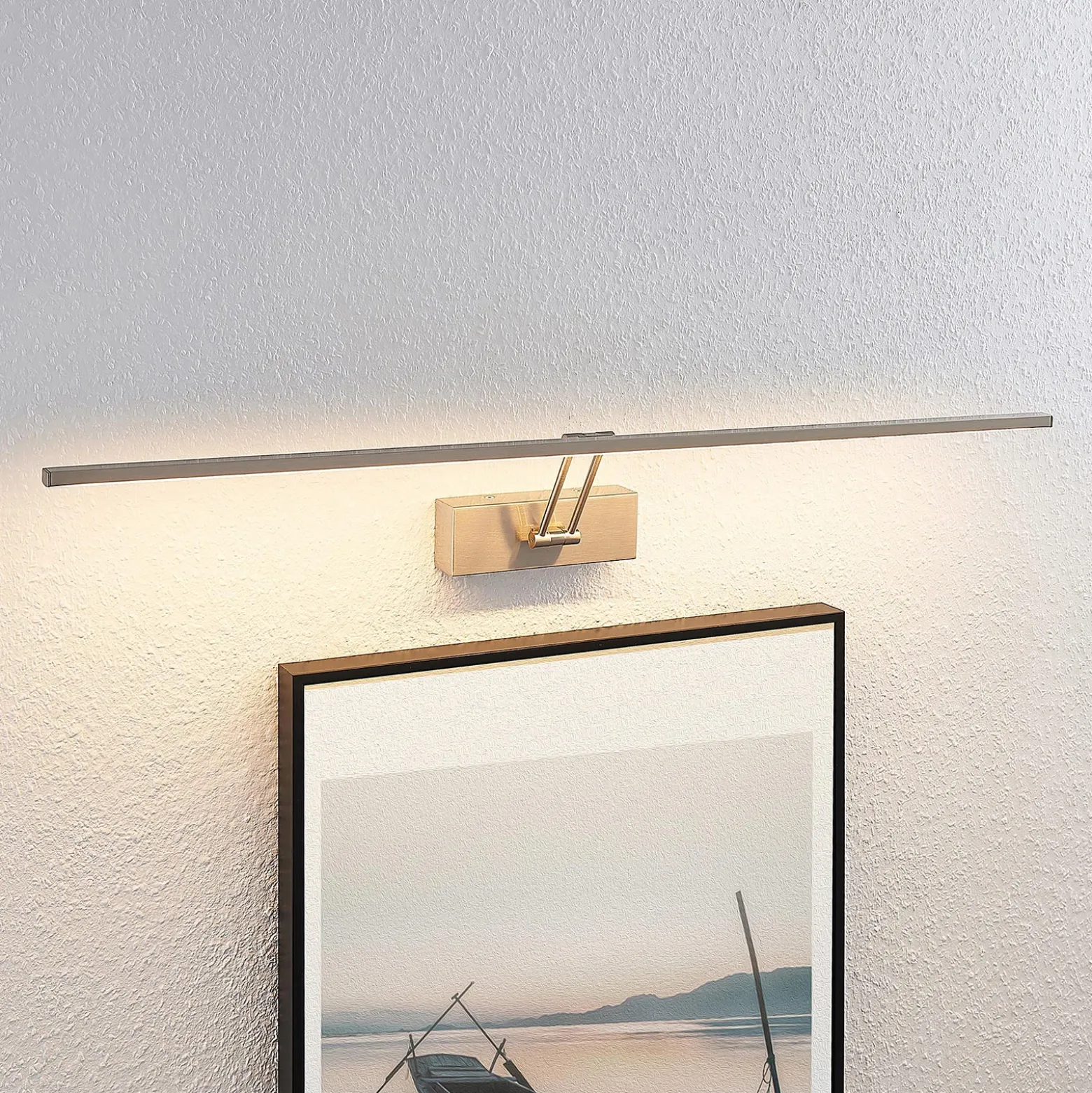 Lucande Lámpara LED para cuadros Thibaud, 84 cm, níquel, aluminio