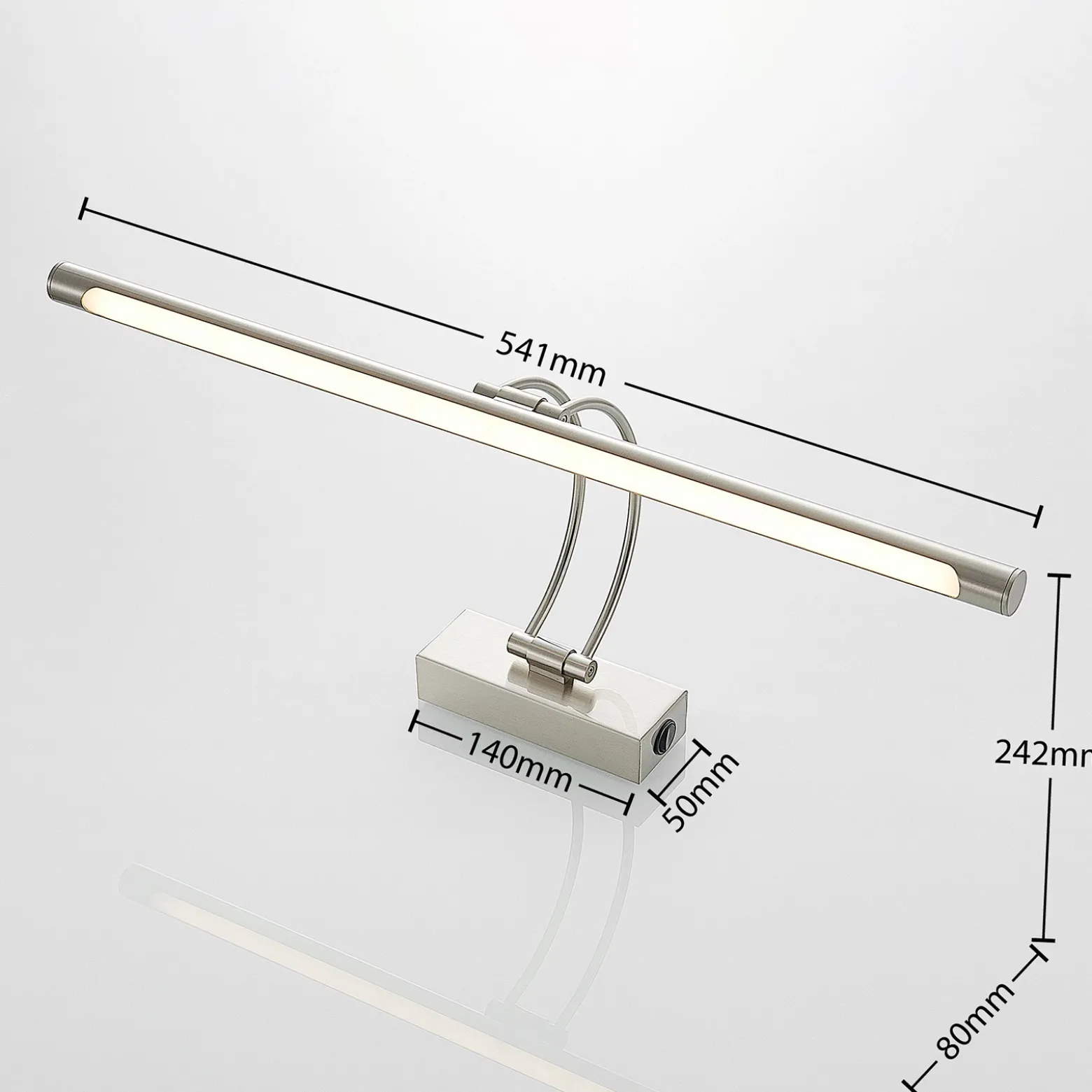 Lucande Lámpara LED para cuadros Dimitrij, níquel, metal, 54 cm