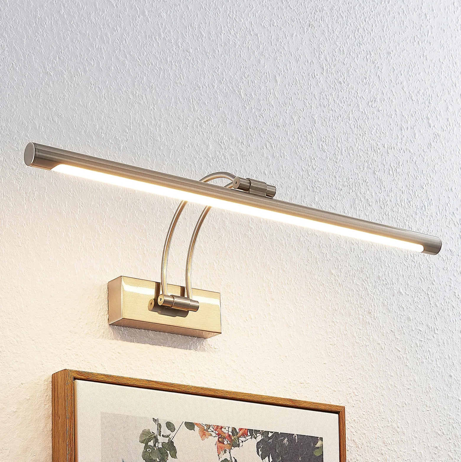 Lucande Lámpara LED para cuadros Dimitrij, níquel, metal, 54 cm