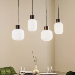 Lucande Lomeris lámpara colgante, 4 luces, blanco