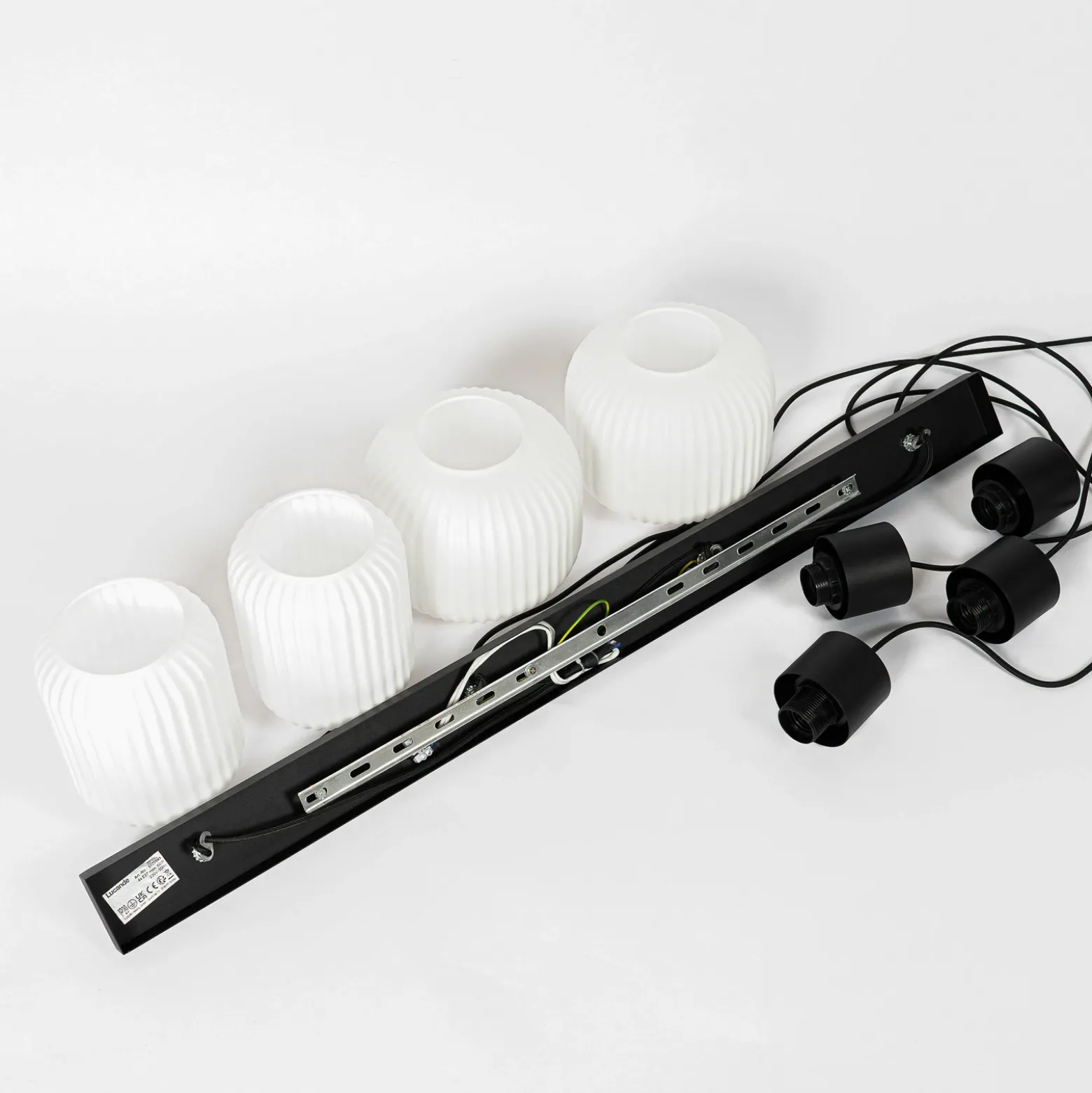 Lucande Lomeris lámpara colgante, 4 luces, blanco