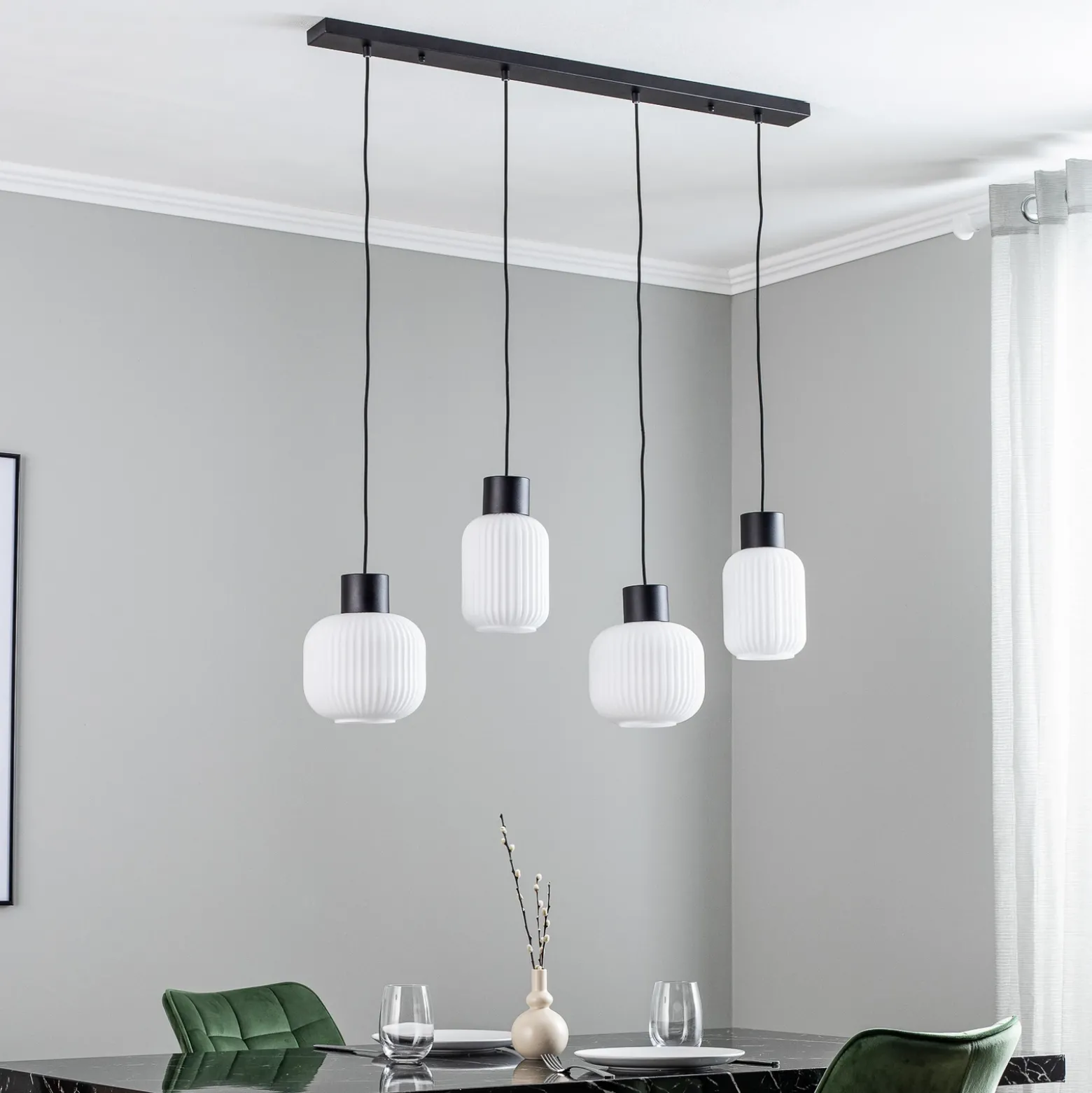 Lucande Lomeris lámpara colgante, 4 luces, blanco