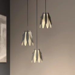 Lucande Lounit colgante, negro-dorado, 3 luces