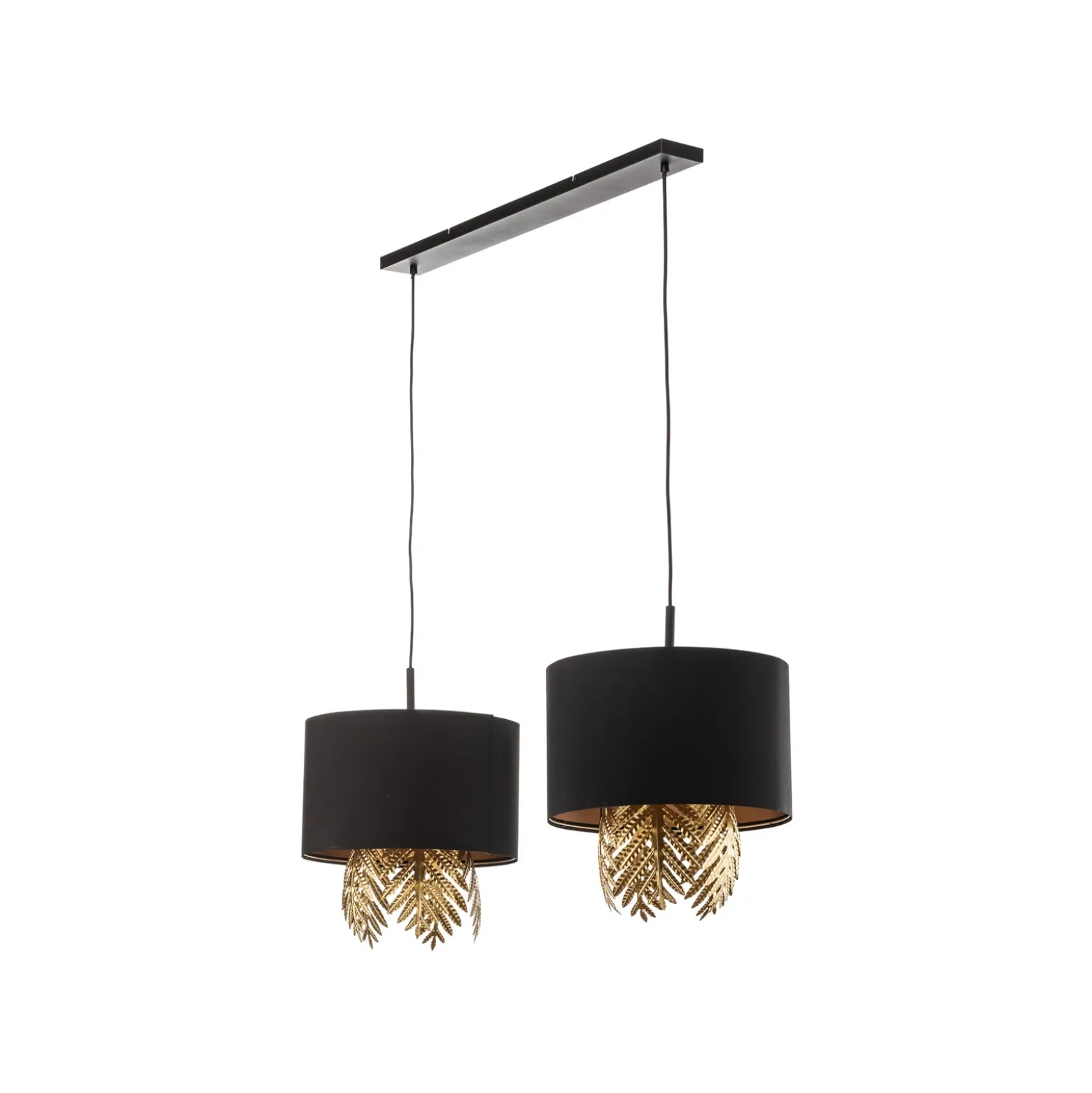 Lucande Malviras lámpara colgante de tela, decoración de hojas 2 luces.