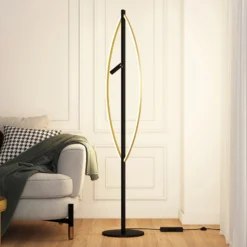 Lucande Matwei Lámpara de pie LED, ovalada, latón