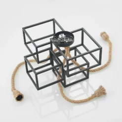 Lucande plafón Andrik, 44 cm, 3 luces, cuerda de cáñamo, metal