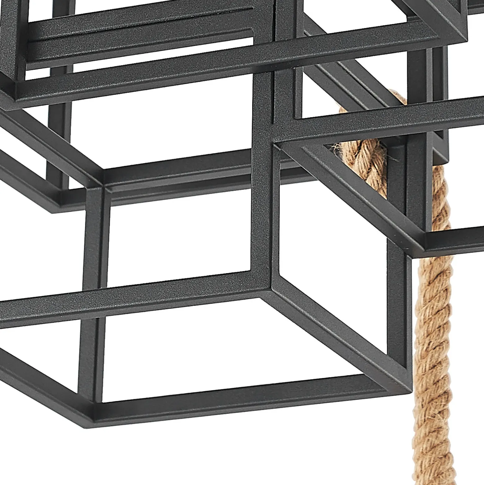 Lucande plafón Andrik, 44 cm, 3 luces, cuerda de cáñamo, metal