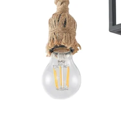 Lucande plafón Andrik, 44 cm, 3 luces, cuerda de cáñamo, metal