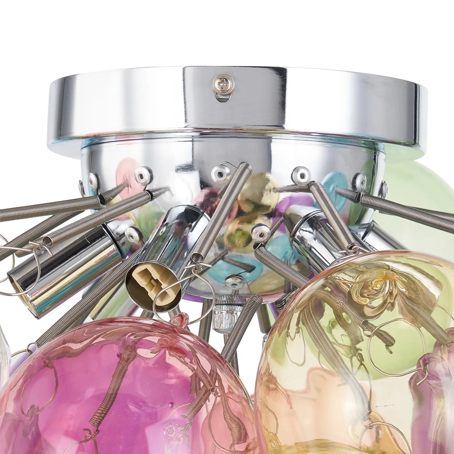 Lucande plafón Diborah, multicolor, cristal, Ø 50 cm, G9