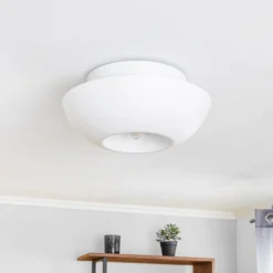 Lucande plafón Kellina, Ø 48 cm, blanco, metal