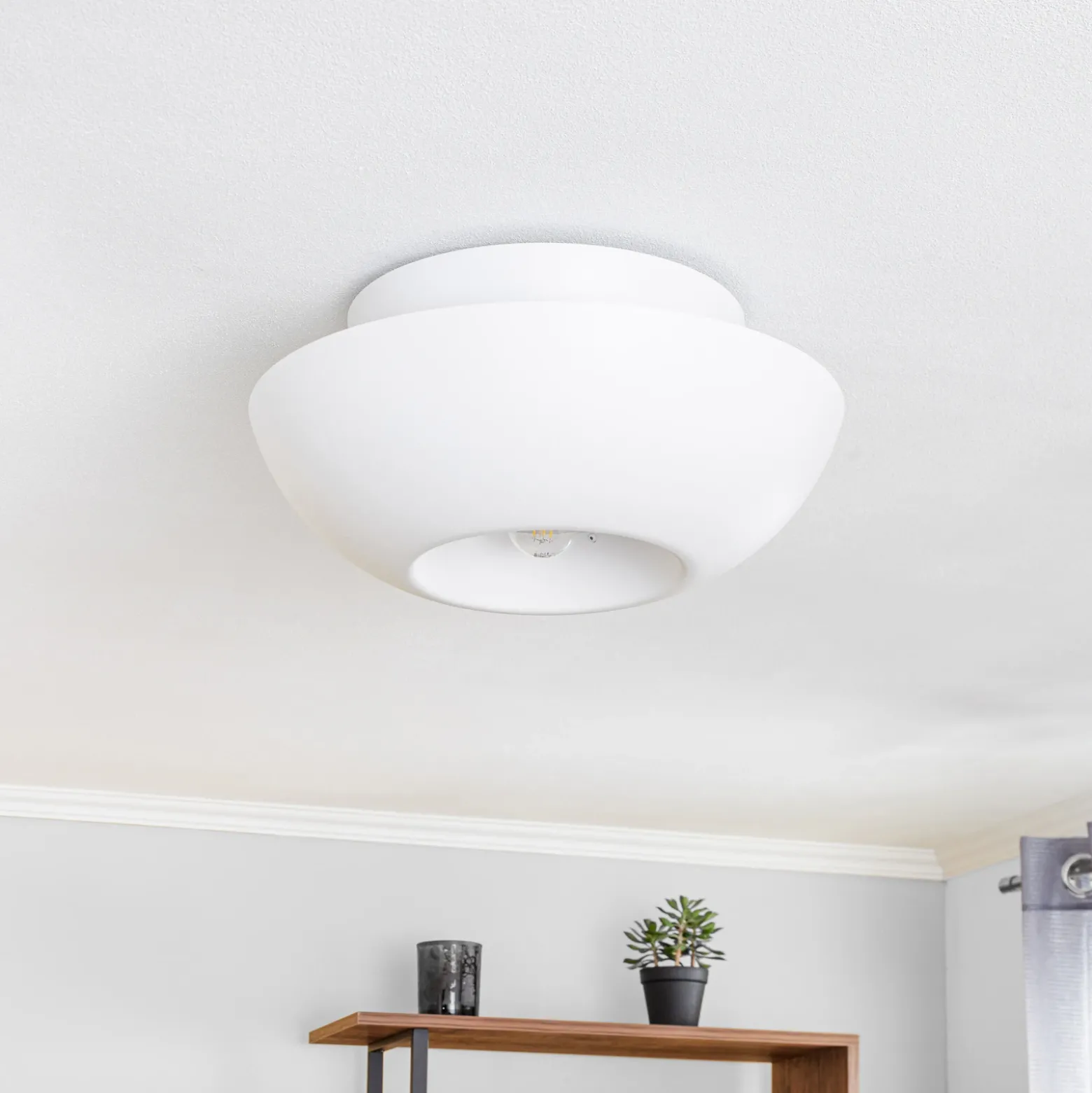 Lucande plafón Kellina, Ø 48 cm, blanco, metal