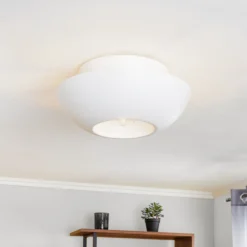 Lucande plafón Kellina, Ø 48 cm, blanco, metal