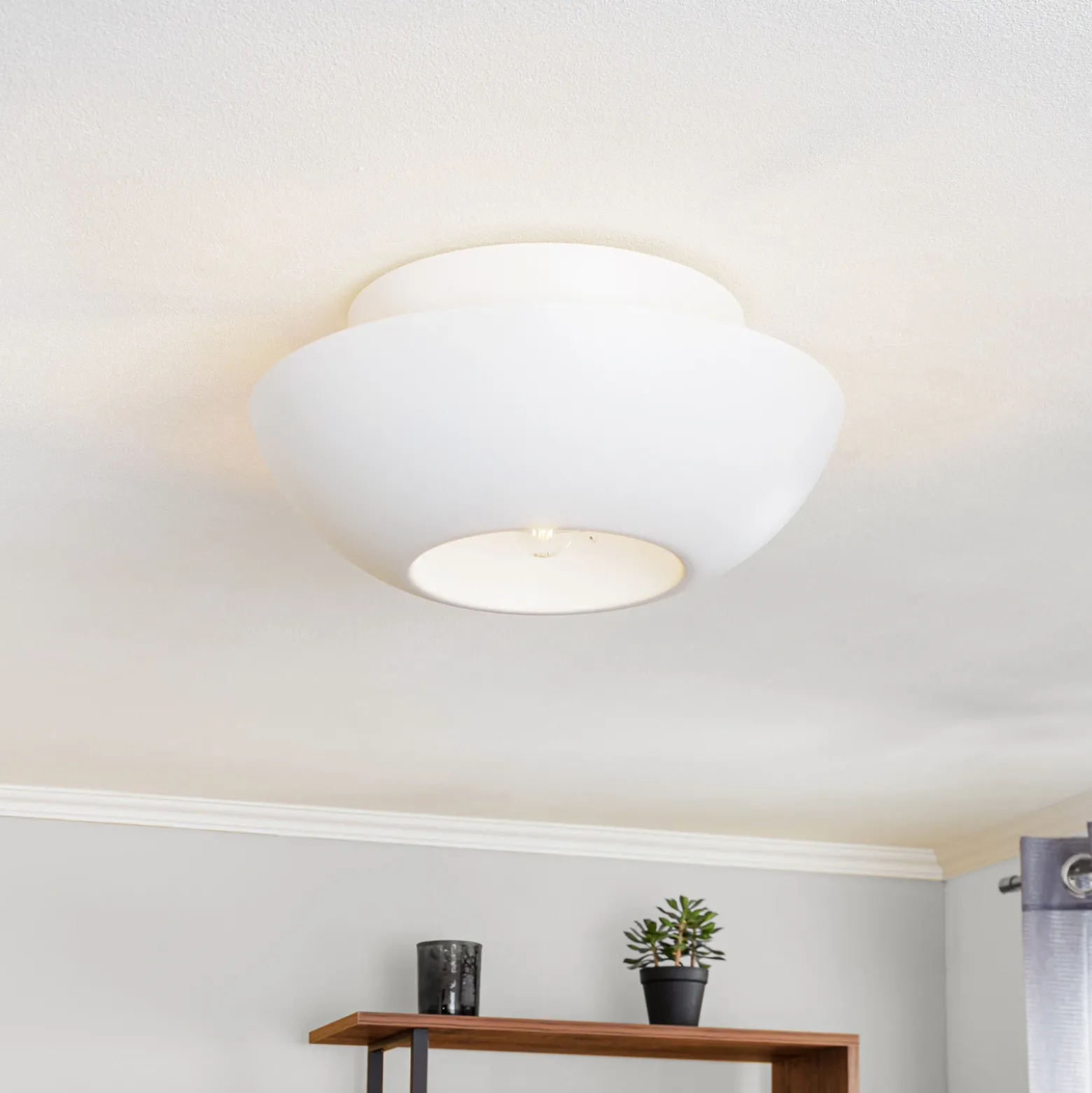 Lucande plafón Kellina, Ø 48 cm, blanco, metal