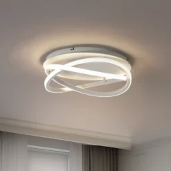 Lucande Plafón LED Aldric, blanco, aluminio, Ø 45 cm