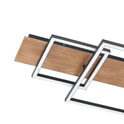 Lucande Plafón LED Chariska, 95cm, negro, madera, CCT