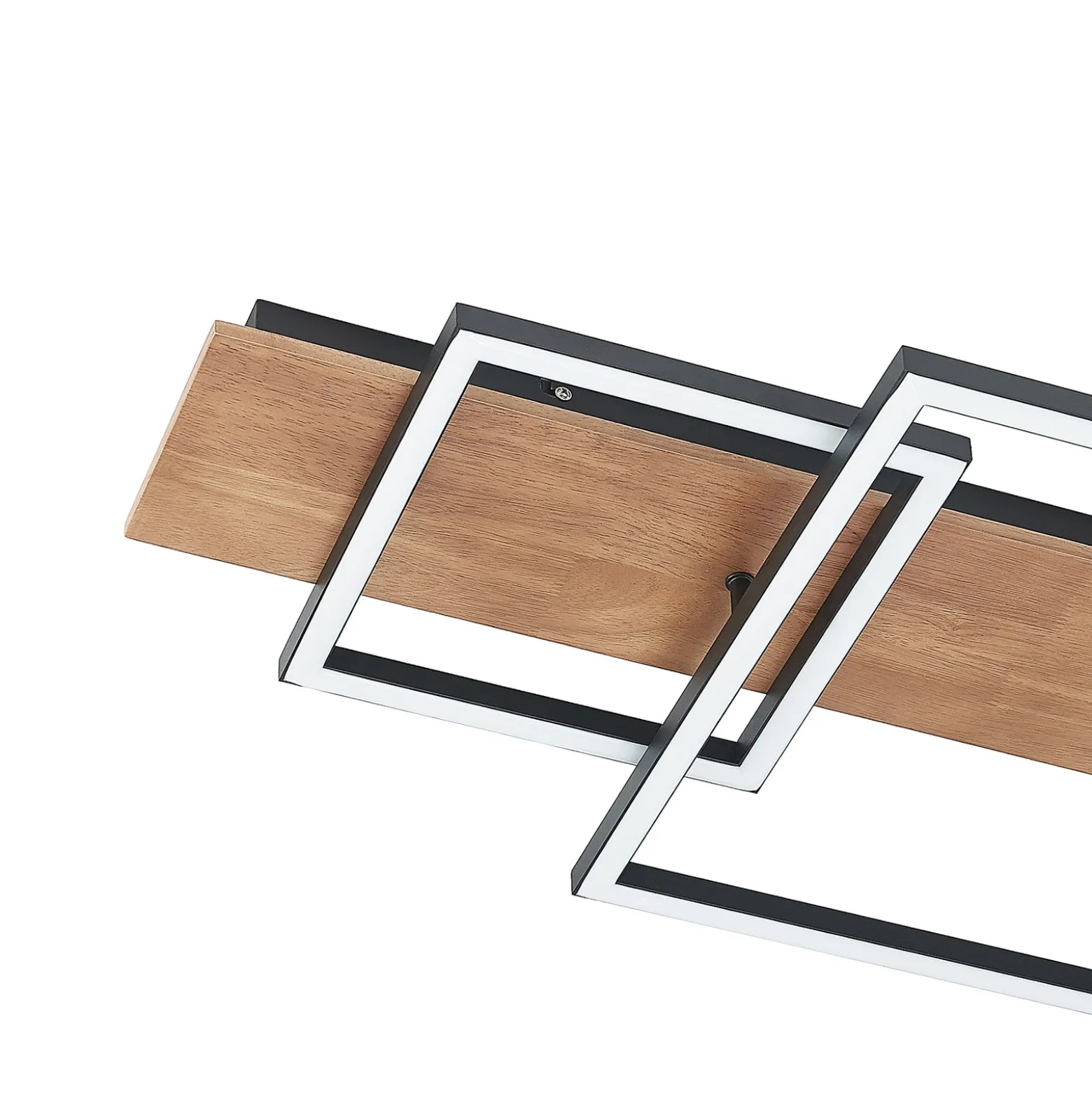 Lucande Plafón LED Chariska, 95cm, negro, madera, CCT