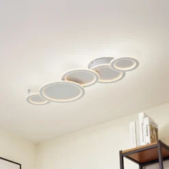 Lucande Plafón LED Diala, blanco, metal, 96 cm
