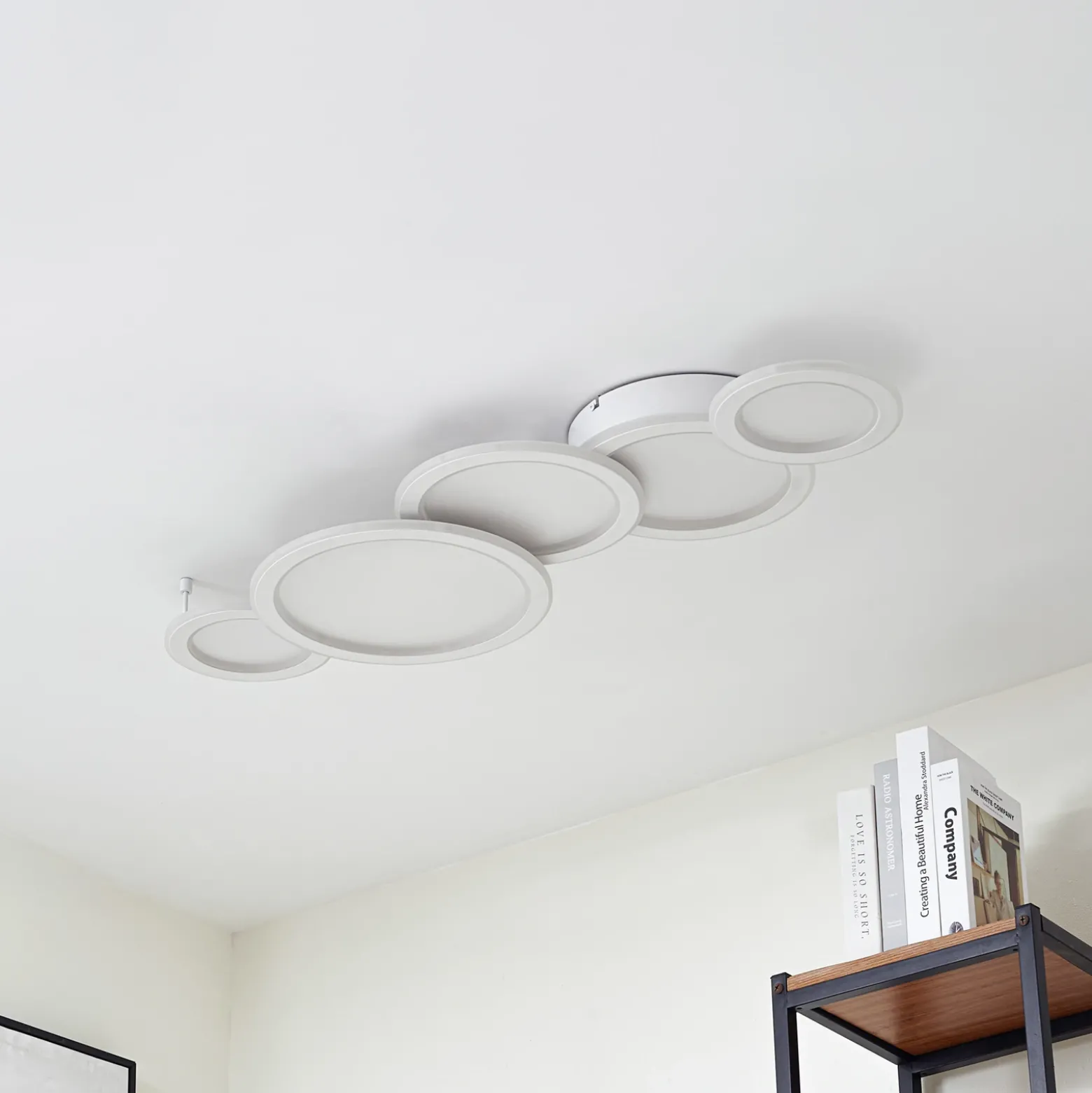 Lucande Plafón LED Diala, blanco, metal, 96 cm