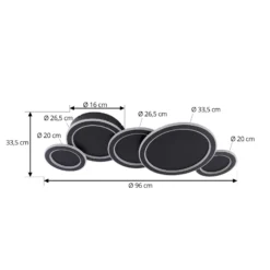 Lucande Plafón LED Diala, negro, metal, 96 cm