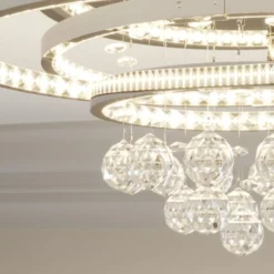 Lucande plafón LED Keely, color cromo, cristal, 45 cm