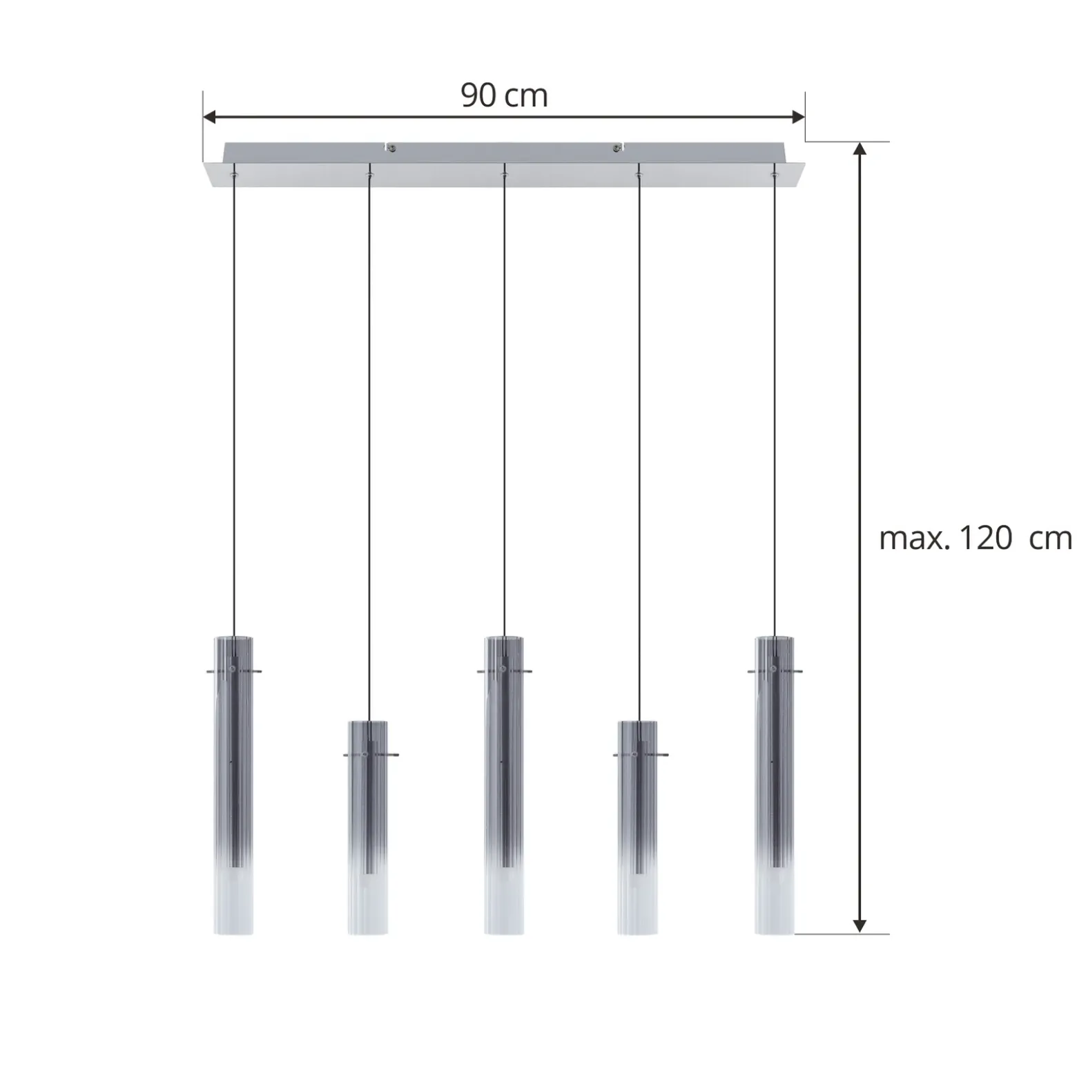 Lucande Plafón LED Korvitha, 5 luces, gris, cristal