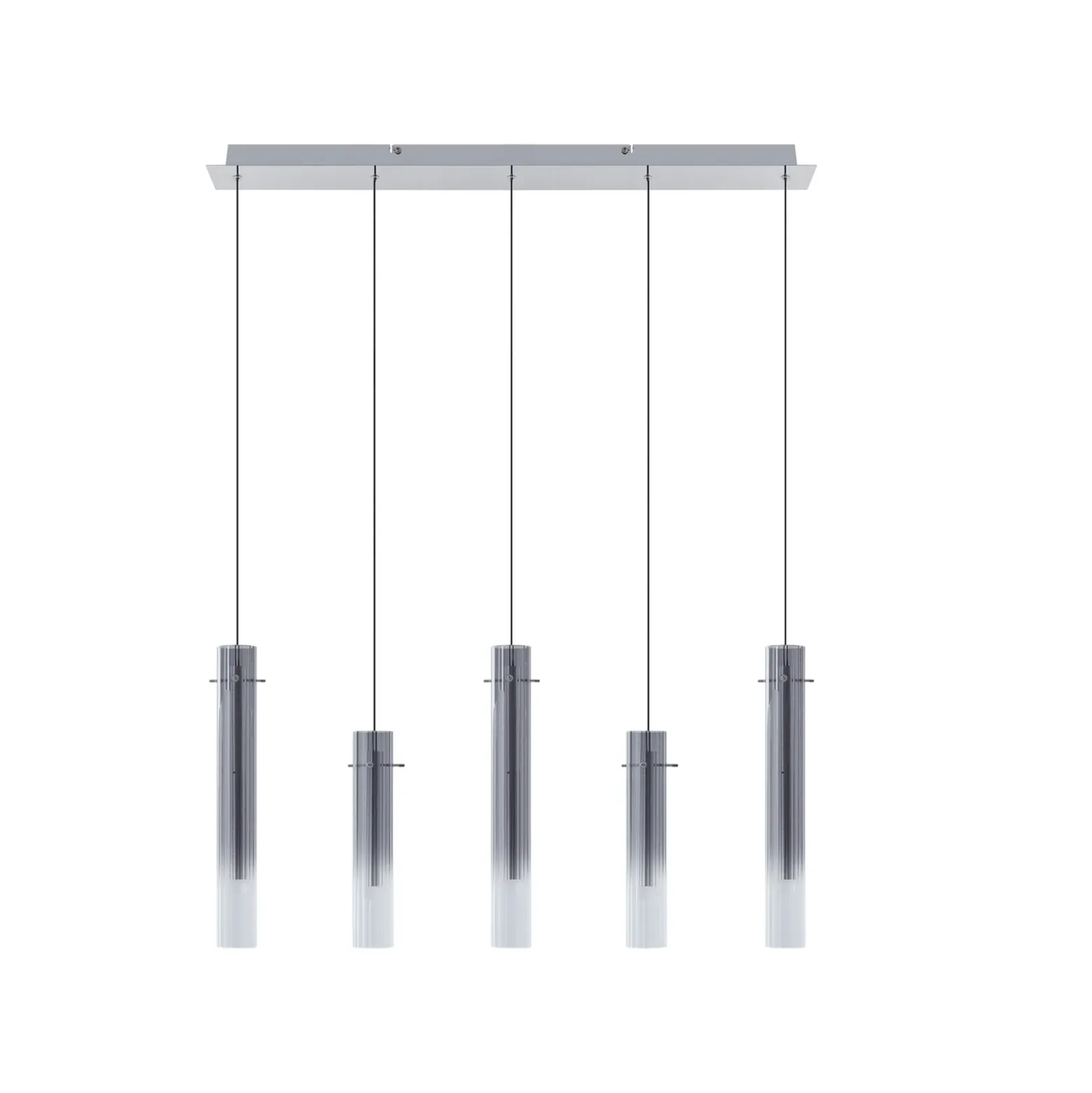 Lucande Plafón LED Korvitha, 5 luces, gris, cristal