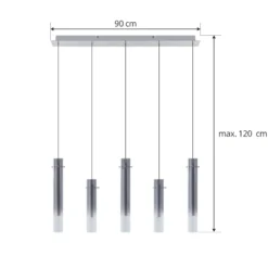 Lucande Plafón LED Korvitha, 5 luces, gris, cristal